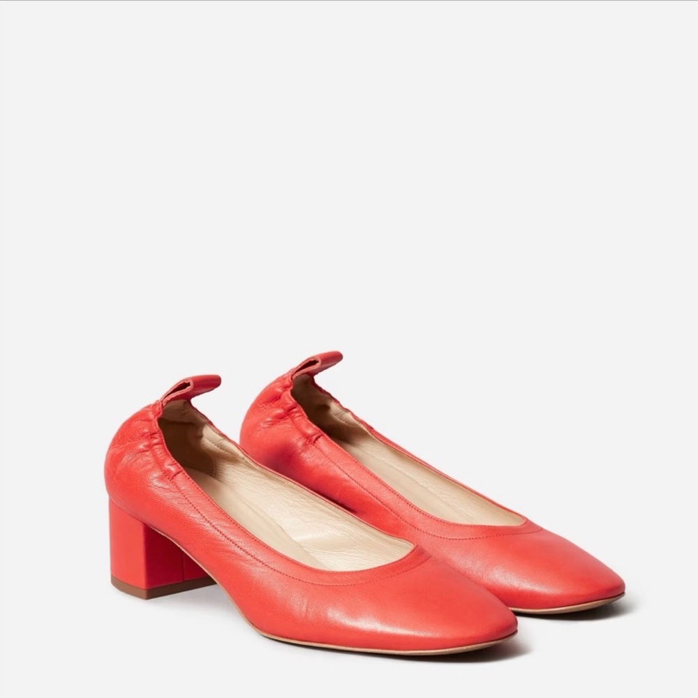 Everlane The Italian Leather Day Block Heel Bright Red